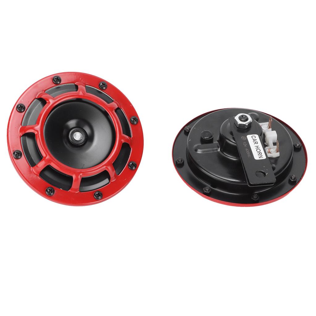 12V Pair Horn Red Compact Super Tone Loud Blast 139‑170DB Universal for Motorcycle Car