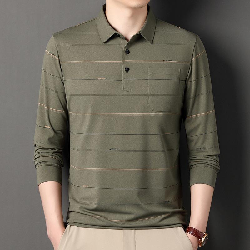 

Весняний чоловічий топ з довгим рукавом, сорочковий комір, діловий повсякденний топ XXXL зелений