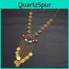 Retro Alloy Geometric Long Necklace With Crystal Drop For Ladies