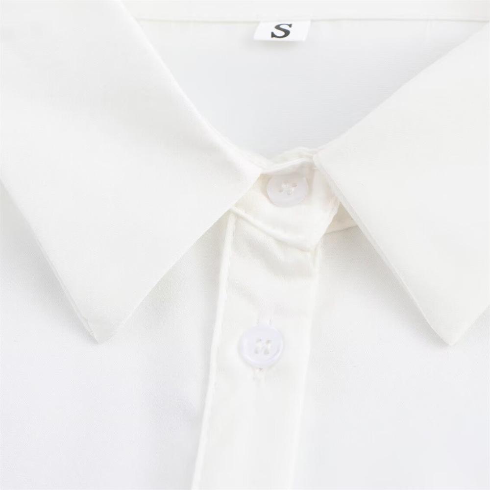 2025 Spring Women's Draped Lapel Shirt with Versatile Knot Decoration