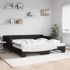 Extendable Daybed with Mattresses Black 100x200 Cm Fabric
