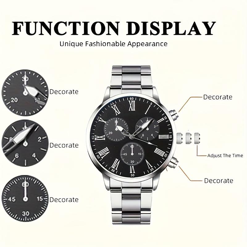 1-piece set of men's watches, business high-end quartz watches, large dial steel strip watches, men's watches