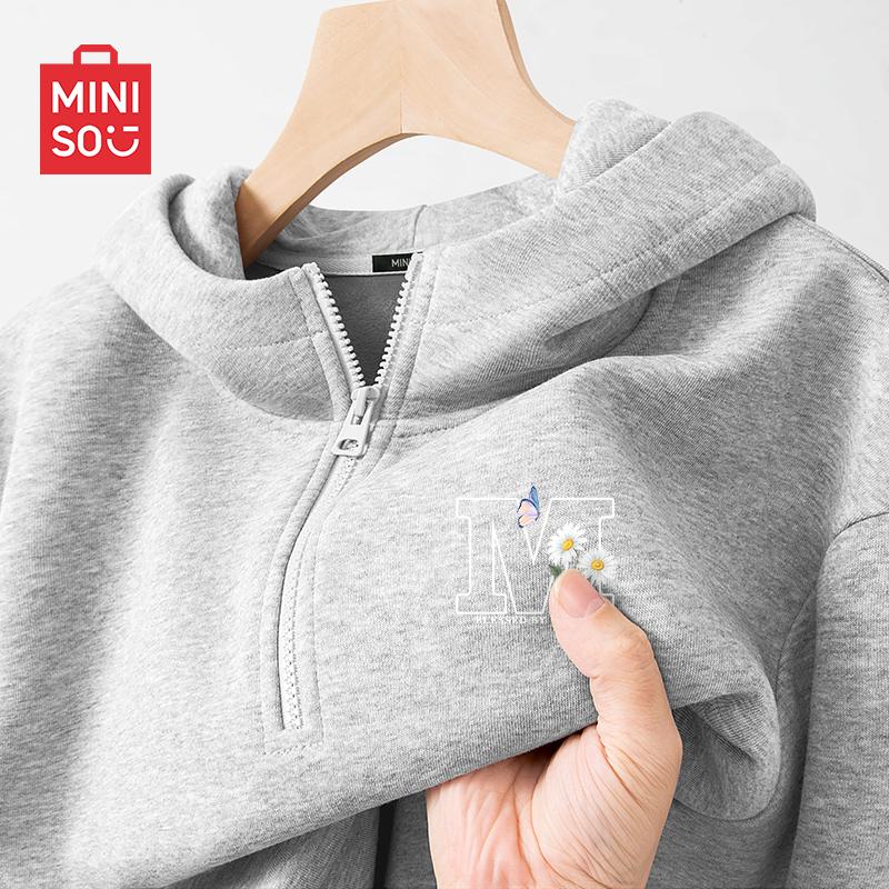MINISO Men's Half-Zip Hooded Fleece Sweatshirt