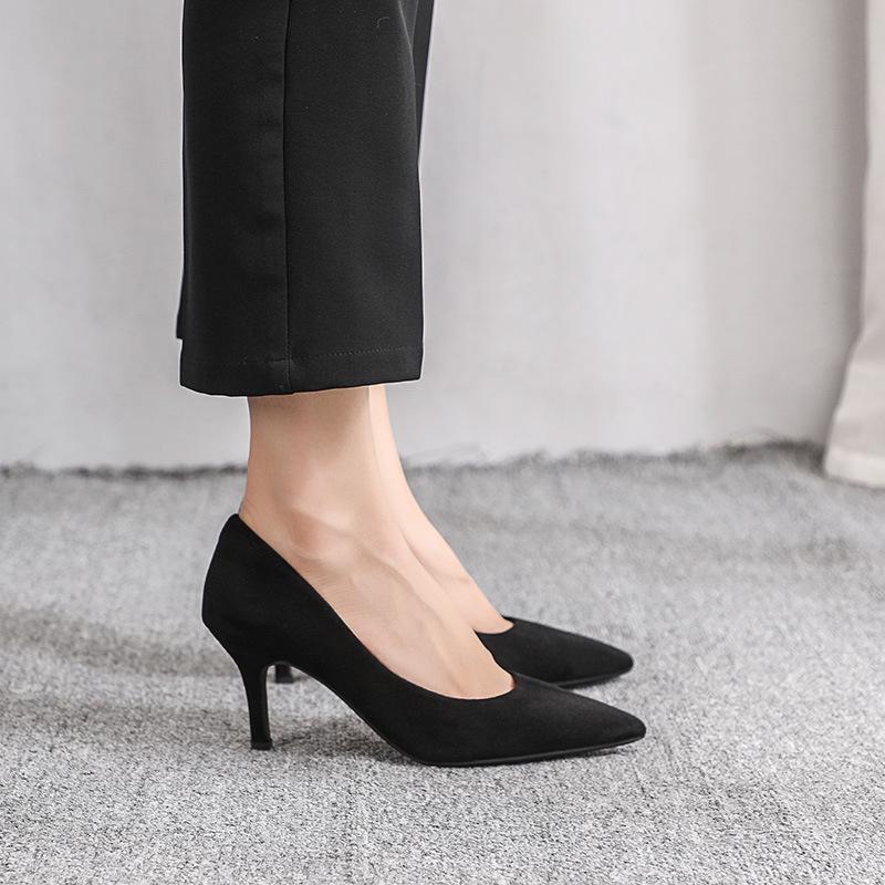 Black high heels women's stiletto new spring and autumn professional single shoes comfortable soft sole work etiquette work shoes