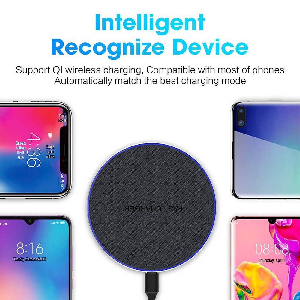 30W Ultra-Thin Aluminum Wireless Charger - 15W Fast Charging Fabric Texture