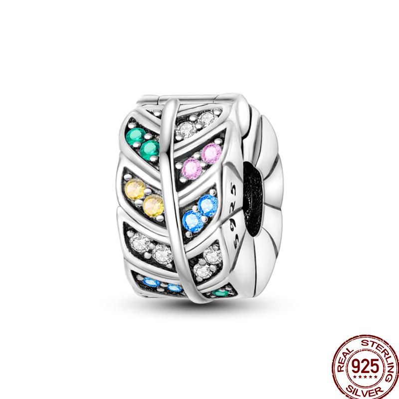 Colorful Zircon Copper Round Bead Silve Shiny Zircon Beads Suitable Fit Pan Original Bracelet Diy Jewelry Gift