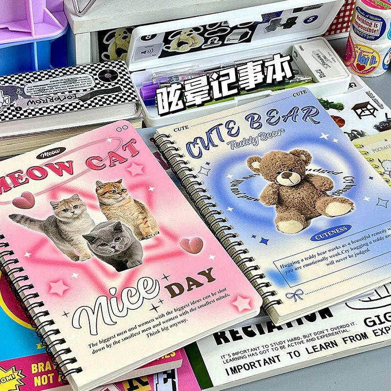 Handmade Heart-Shaped Bear Coil Notebook - Lined Journal Diary