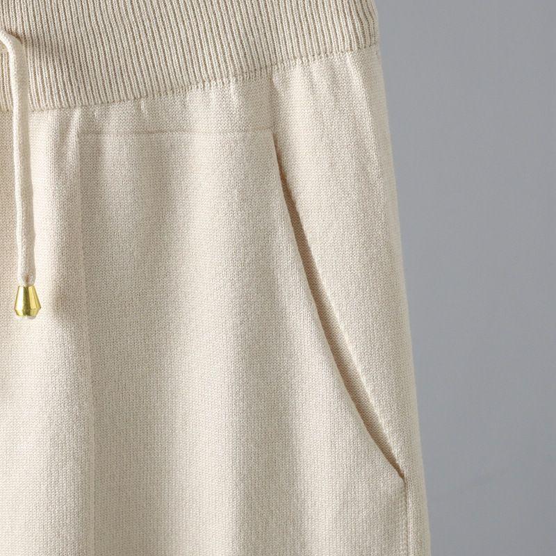 2025 Women's V-neck Knitted Sweater Sporty Two-Piece Set - European & American Autumn/Winter Fashion