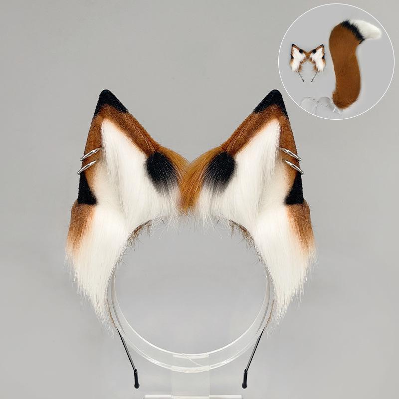 Fox Ears & Tail Cosplay Set - Halloween Beast Yokai Headband & Plush Accessory