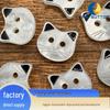 Cute Cartoon Cat Buttons: Black Ears, Pearl White, Ideal for Children's Clothing, Kindergarten Projects, and BJD Doll Outfits.