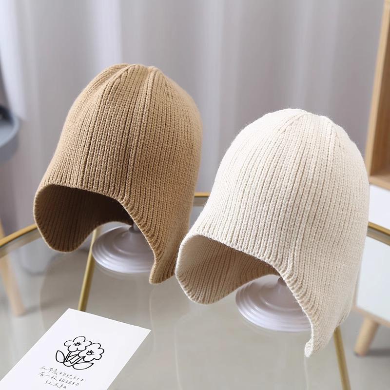 Autumn and Winter Children's Korean Solid Color Knitted Hat Baby Women Ins Versatile Thin Windproof Fashion Kid Hat Men