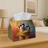 1pc Party Tissue Box,Artistic Warm Emotional,Multifunctional Tissue Holder,Meerkat Animal Family Illustration,Outdoor Party Supplies, Everyday Desktop