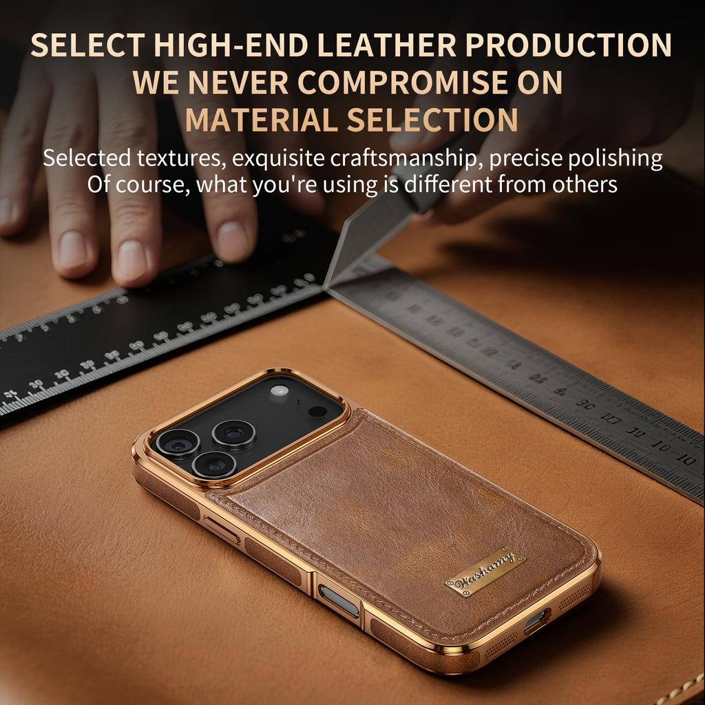 Electroplate Retro Oil Wax Leather Case for iPhone 16 Pro Max 17 Air 15 14 High Transparency Lens Magnetic Charging Phone Cover