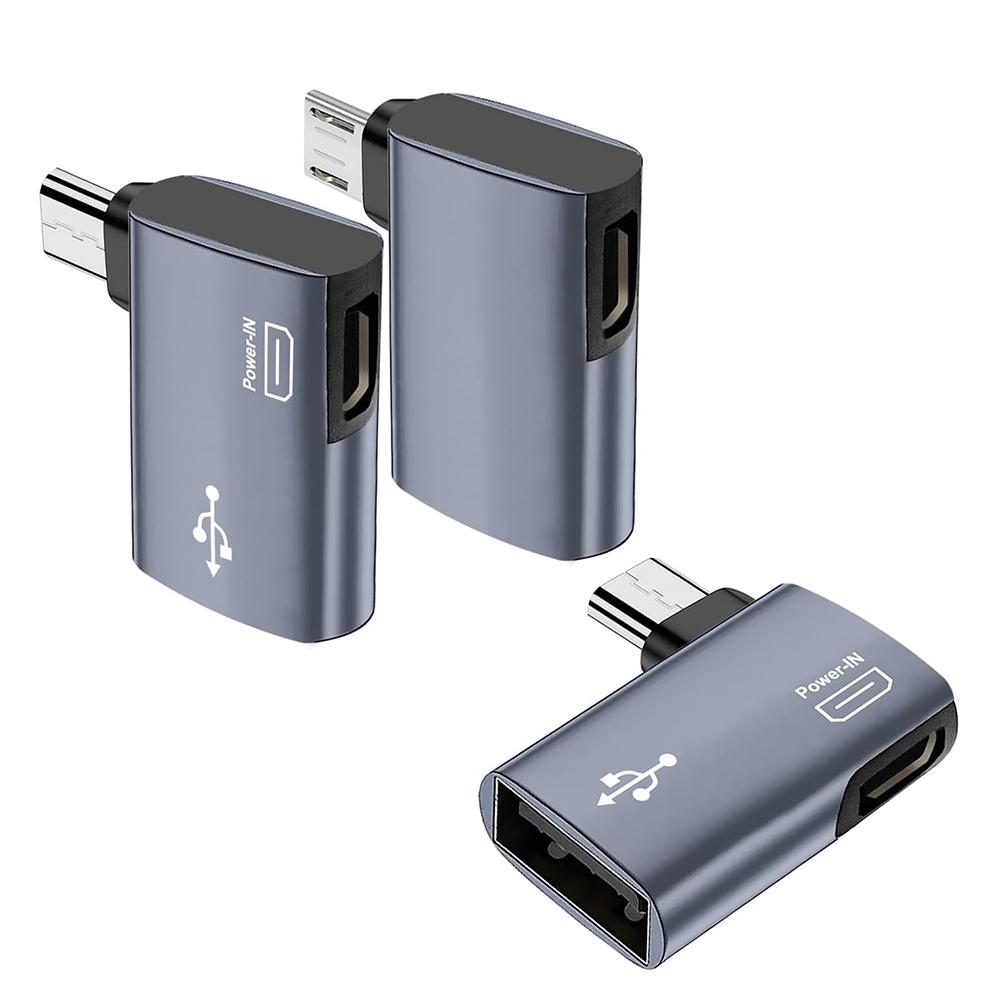 Host OTG Adapter for Fire TV Stick 90 Degree Left/Right Angle Powered Micro USB to USB OTG Adapter for Android Phone Tablet