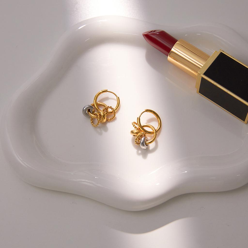 Light Luxury Niche High-end Color Matching Multi-ring Pendant Earrings