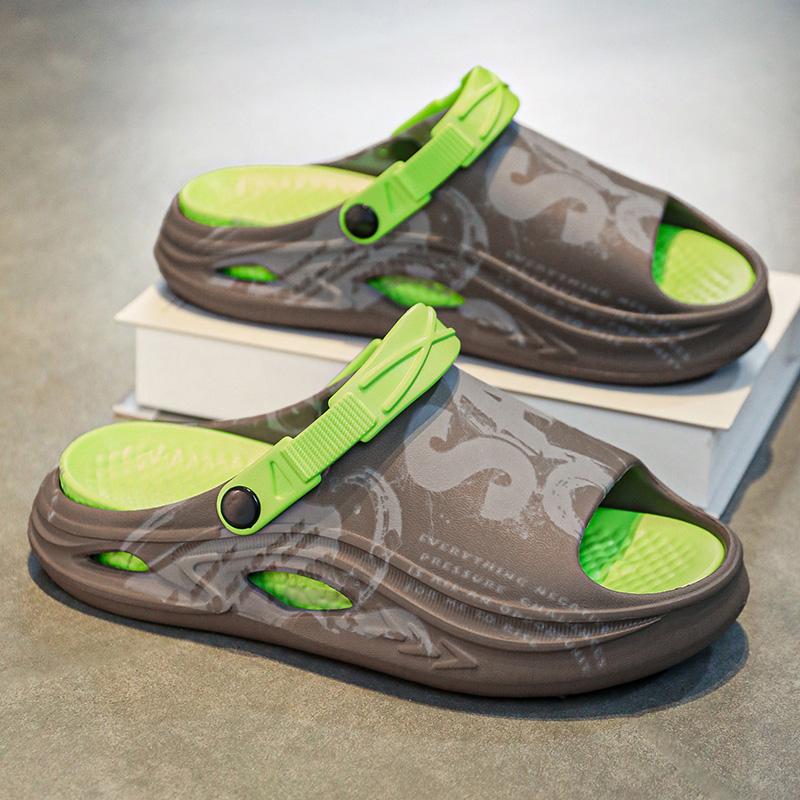 Fashion Summer Men Sandals Thick Soled Outdoor Anti Slip Shoes Soft EVA Dry Wedge Platform Garden Shoes Beach Sandals Home Slippers Men