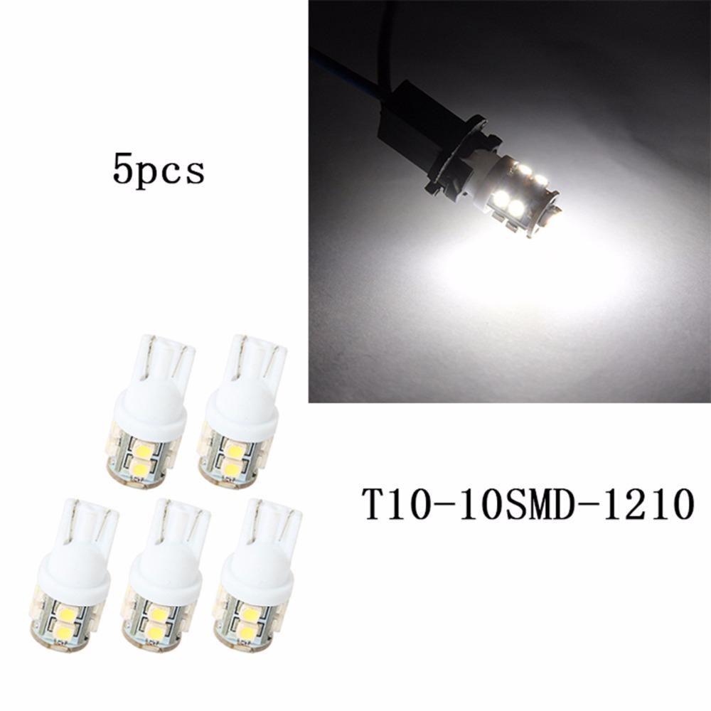 5 tükki 10SMD 1210 194 168 192 W5w SMD kuppel-indeks auto LED-lambi pirnid kiilukujuline valge valgus DC12V auto signaal-pidurituled