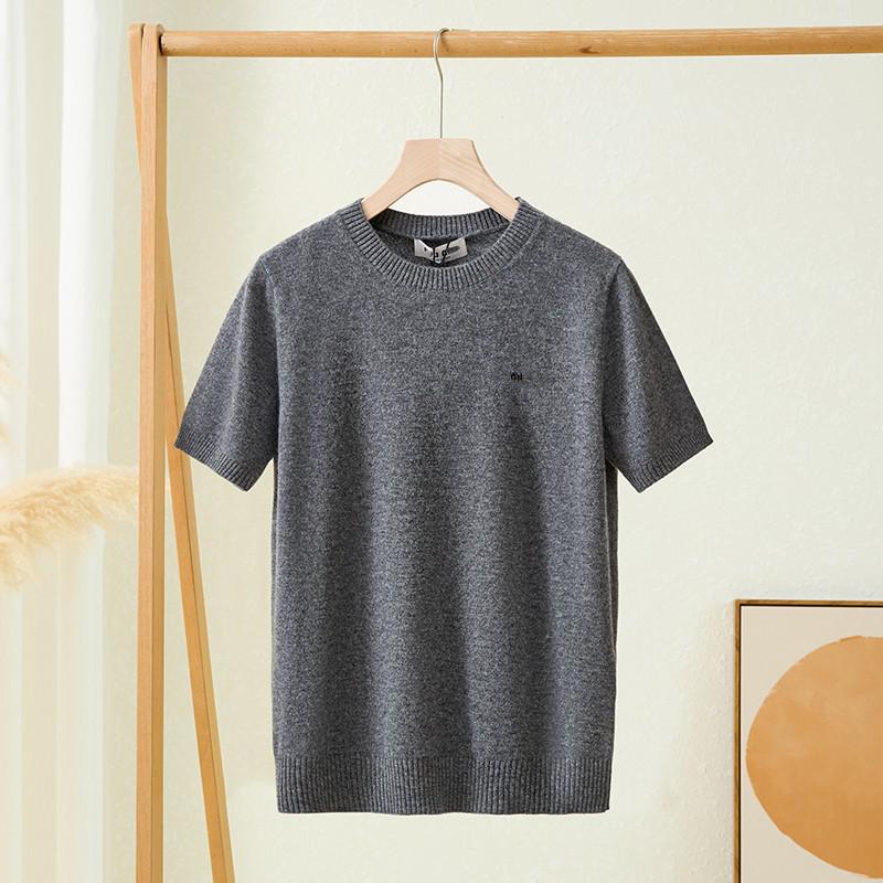 High-Quality Miu-Style Round Neck Wool Knit Short-Sleeve Women's Sweater for Early Autumn