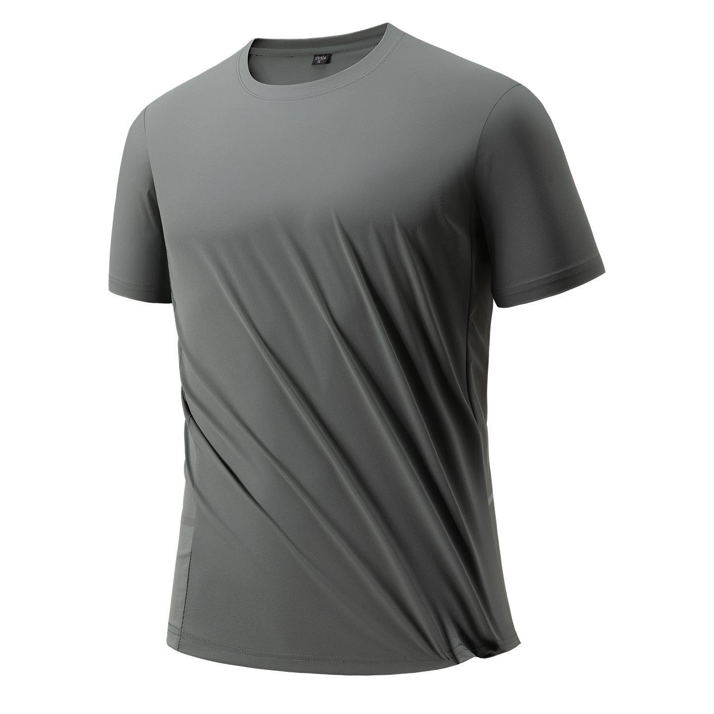 Men s Quick-Dry Ice Silk Fitness T-Shirt 5XL