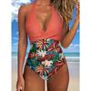 Solid Color Sexy One-piece Swimsuit, Halter V Neck Tummy Control High Cut Bathing Suits, Women's Swimwear & Clothing