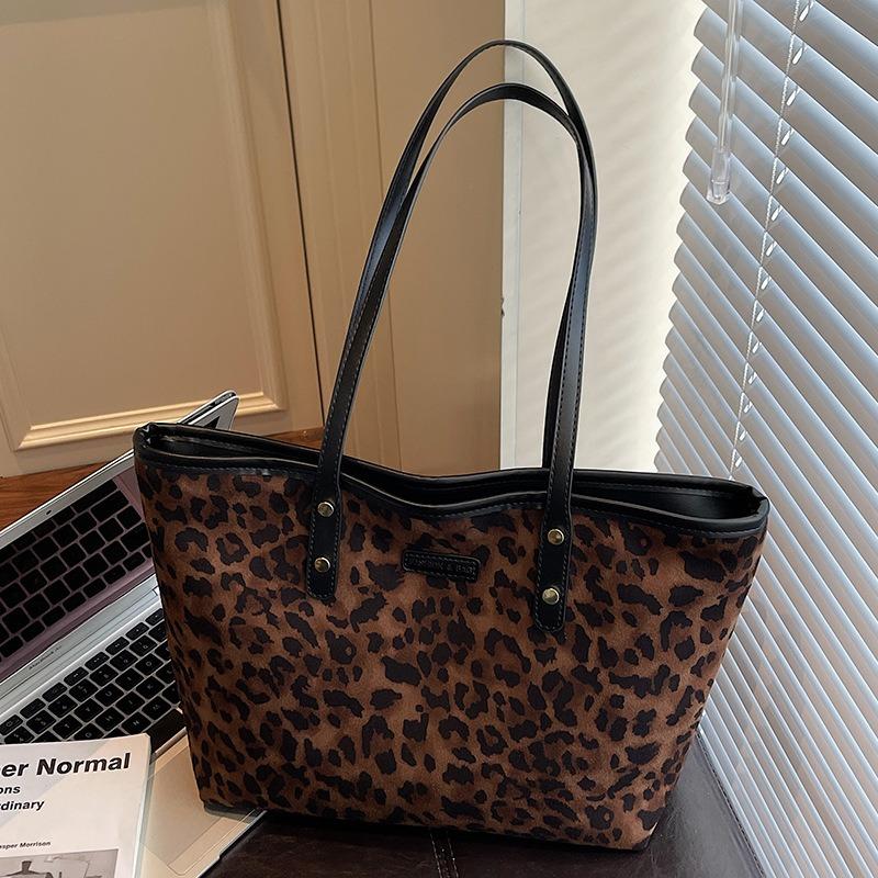 Popular Textured Bag Women's Autumn New Leopard Print Tote Bag Women's Large-capacity Commuter Shoulder Bag