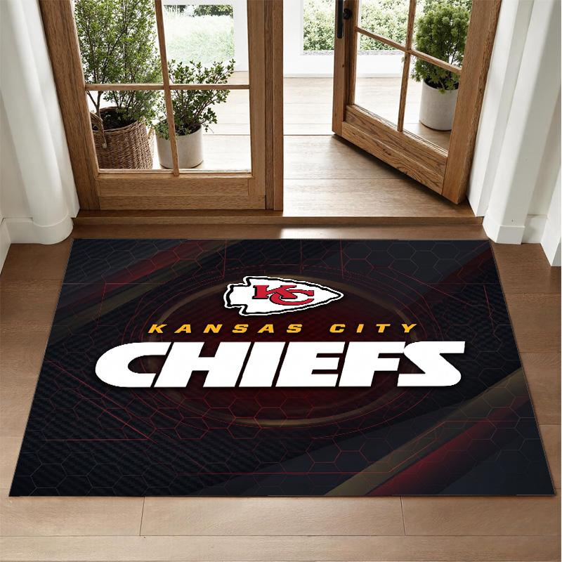 Kansas City Chiefs Design Crystal Velvet Rug Soft Decorative Mat for Bedroom Entrance