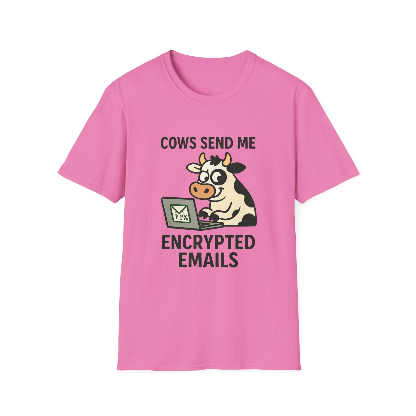 Unisex Softstyle T-Shirt Mens Womens Tees Top Cartoon Cow Hacker Vibe Funny Tech Humor Tee 2XL