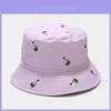 Basic Cotton Fisherman Hat With Wide Brim Coconut Tree Embroidery Design For Sun Protection And Casual Wear