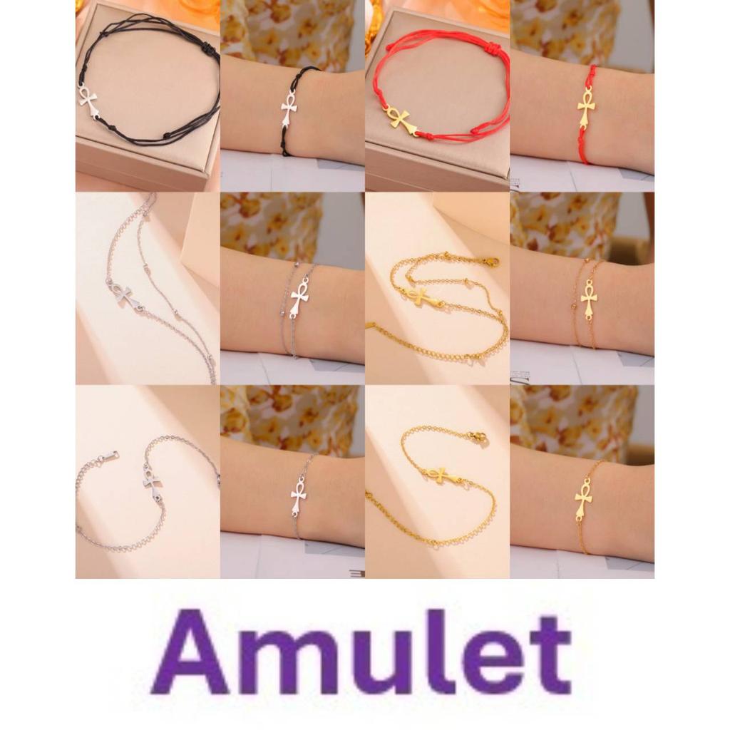 Vintage Pendant Charm Bracelet Amulet Talisman Ankh Cross Women Stainless Steel Egypt Egyptian Key Life Religious Jewelry Gift