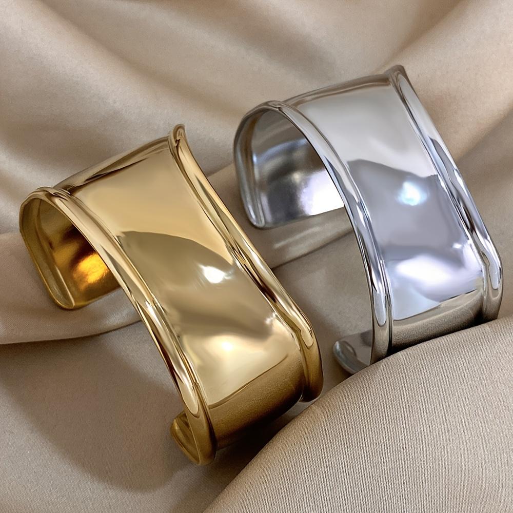 Bracciale Bangle Aperto con Polsino Largo Vintage Boemo Punk Semplice Chic Gioiello Unisex Per Donne e Uomini Ideale per l'Uso Quotidiano e Festa Regalo di Carnevale