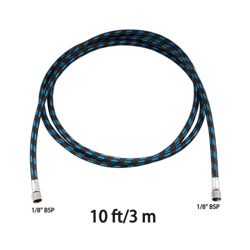 SAGUD Airbrush Hose 10ft 3m Nylon Braided Air Hose 1/8"Size with Adapter on Both Ends 1/8"Male to 1/4"Female for Most Airbrush Kits