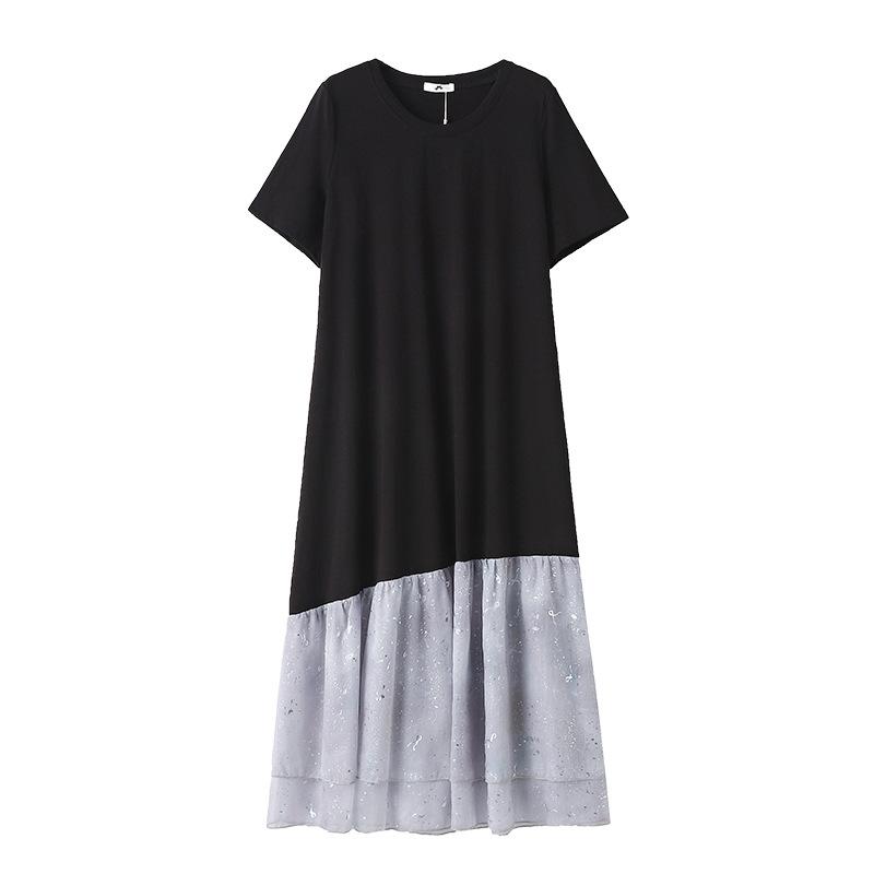 A Plus-size Women's Dress with A Laid-back Japanese Style and A Niche Design, Featuring A Patchwork Style, Is A New Summer Collection