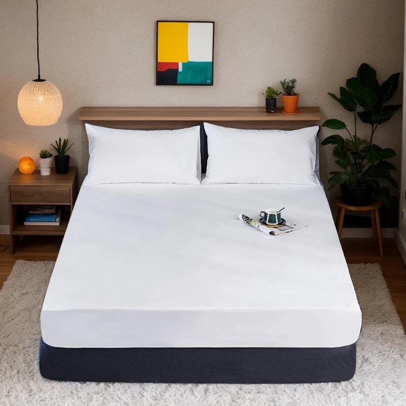 100% Waterproof Solid Bed Fitted Sheet Nordic Adjustable Mattress Covers Four Corners With Elastic Band Multi Size Bed Sheet