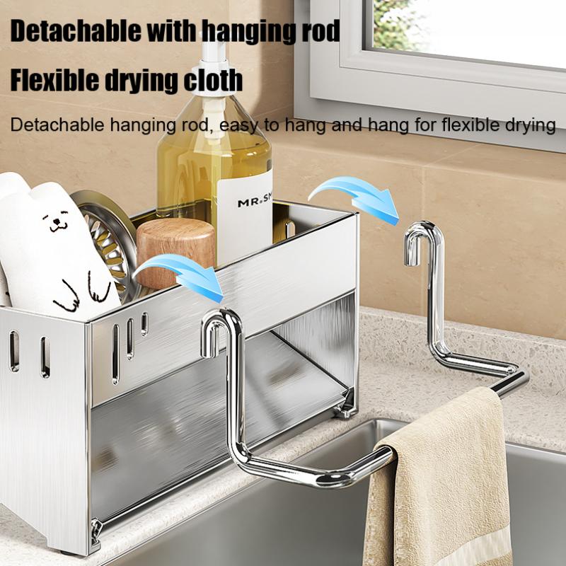 Kitchen Rack Multi-Purpose Storage Rack Rag Drain Rack Household Multi-Functional Scouring Cloth Steel Wire Ball Sponge Storage