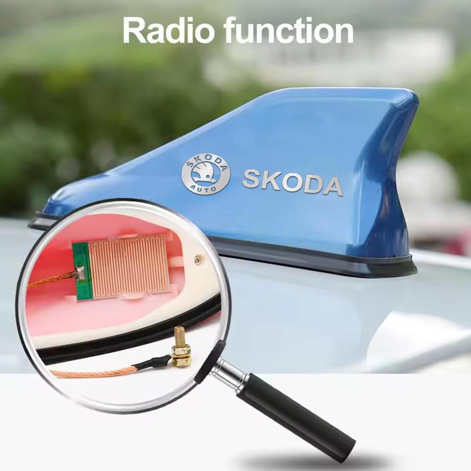 XOWS7 For Skoda Octavia Kodiaq Fabia Rapid 3 Karoq Superb VRS Universal Car Logo Roof Shark Shape Fin Antenna Radio Signal Aerial