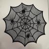 Round Spiders Webs Laces Placemat Soft Polyester Cobwebs Table Mats for Dining Ambiances