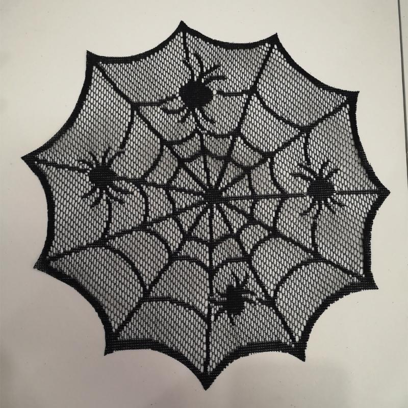 Round Spiders Webs Laces Placemat Soft Polyester Cobwebs Table Mats for Dining Ambiances