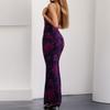 Women's Temperament, Elegant and Fashionable Printed Slim Hip-packing Suspender Long Dress