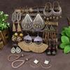 Ethnic Tassel Water Drop Alloy & Wood Earring Set