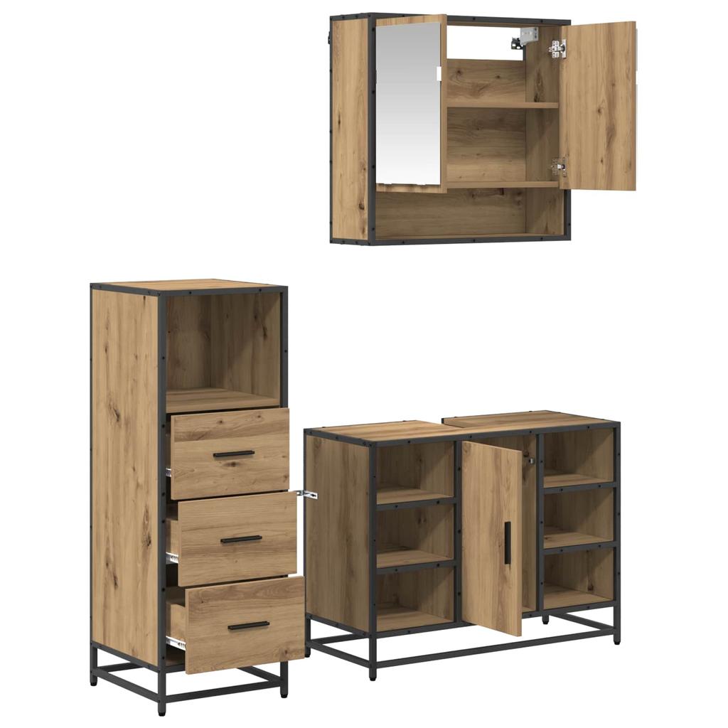 Bathroom Furniture Set 3 Pcs Artisan Oak 80 X 33 X 60 Cm