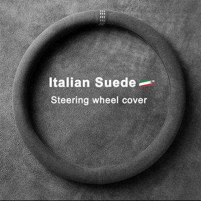 38cm Suede Steering Wheel Cover for Porsche 718 911 Boxster Cayenne Macan Panamera Taycan - Non-Slip Breathable Grip