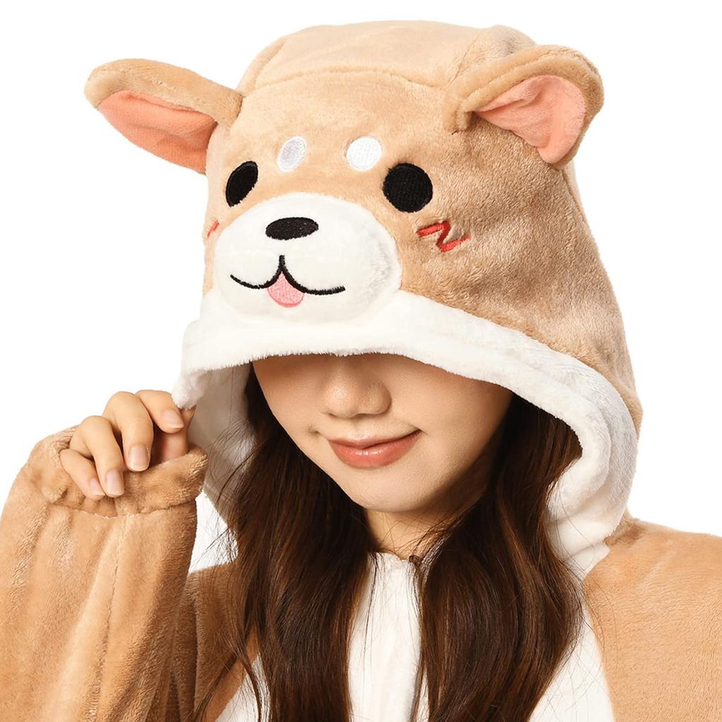 OLAOLA Shiba Inu Kigurumi Cute Dog Pajamas for Animal Fluffy and Perfect for Staying Warm and Unisex Flannel Costume Pajamas, Adults, Halloween,