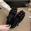 Fashion Spring Flats Women Loafers Shoes Square Toe Crystal Dress Shoes Casual Woman Sport Sandals 2025 New Brand Lolita Mujer Zapatos