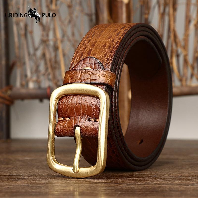 

Ретро Мода Рельєфний Ремінь з Коров ячої Шкіри Верхнього Шару з Крокодиловим Візерунком Чоловічий Ремінь з Натуральної Шкіри з Пряжкою-Шпилькою Універсальний Повсякденний Джинсовий Ремінь 100cm кавовий