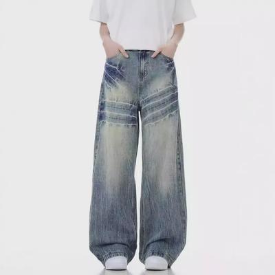 Męskie Jasnoniebieskie Dzwony 2024 - Modne Jesienne Luźne Jeansy Styl High Street