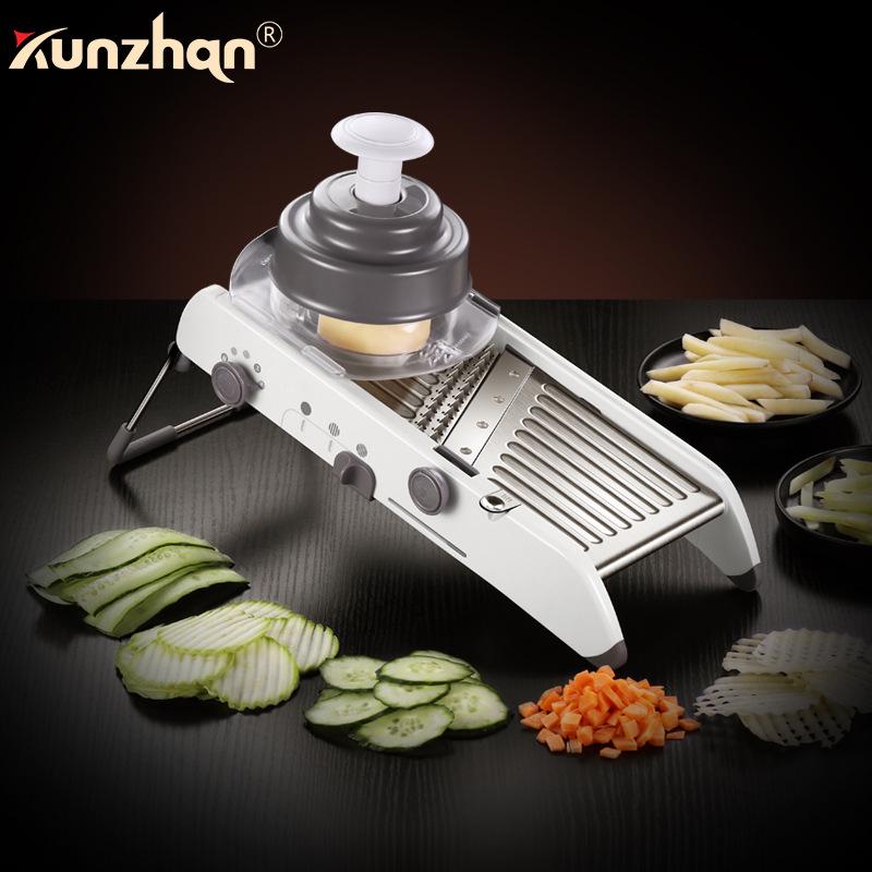 Multifunctional Vegetable Cutter: Potato Shredder, Grater, Slicer, Dicer & Wavy Radish Cutter.