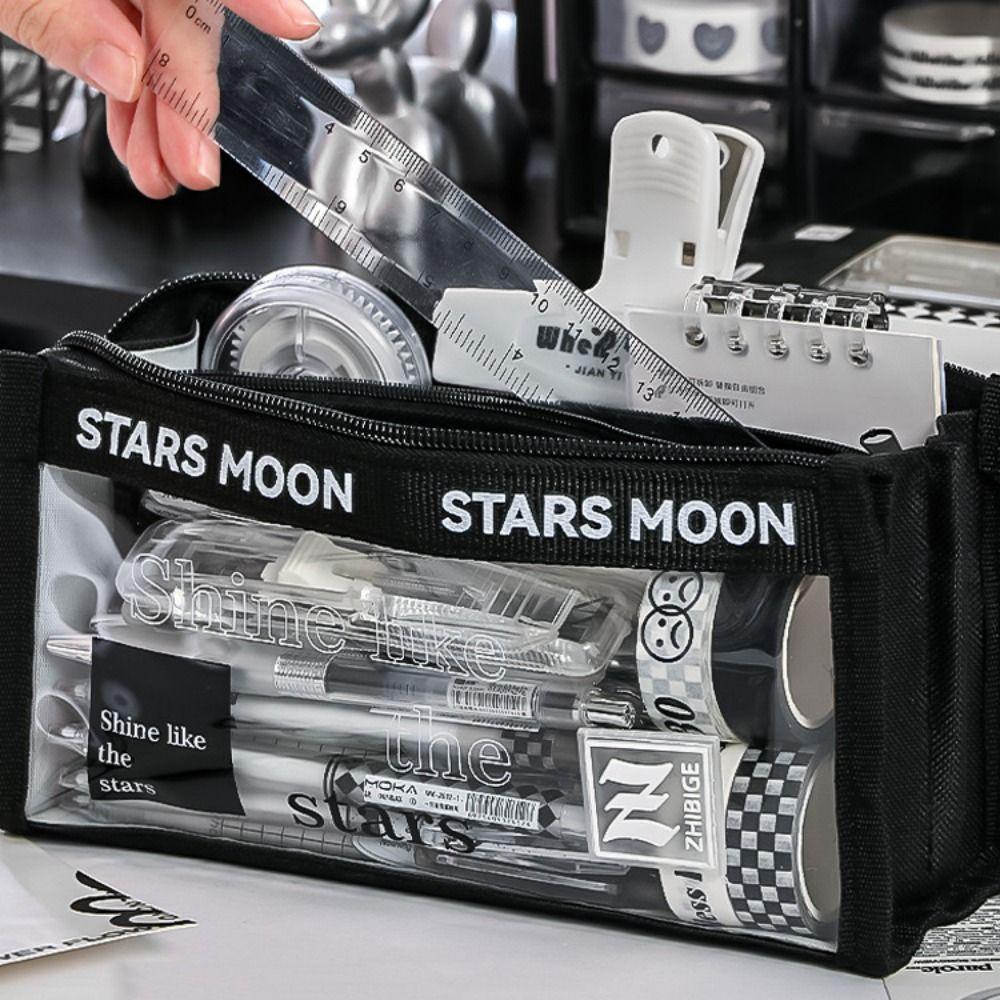 Triangle Stationery Storage Bag Three-dimensional Transparent Zipper Pouch Stationery