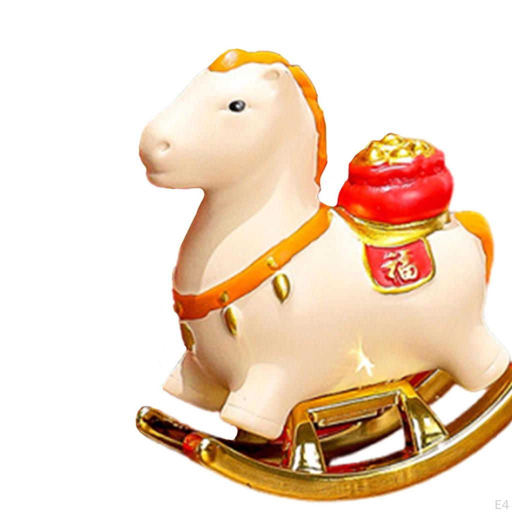 Rocking Horse Figurine Year Decoration Sculpture for Holiday Office Shelf Home