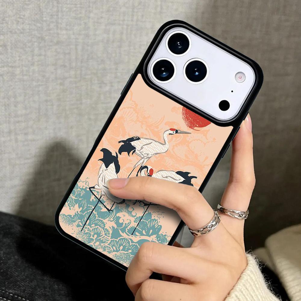 Capa Case for iPhone 17 Air 16 Pro Max 15 Plus 11 13 Mini 14 12 Back Phone Cover Red-crowned Crane Bird