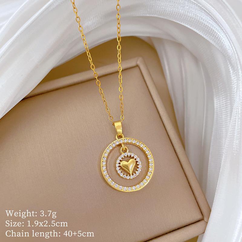 Multi-Element Style Copper Micro-Inlaid Necklace Combination Female Real Gold Electroplated Exquisite Collarbone Chain